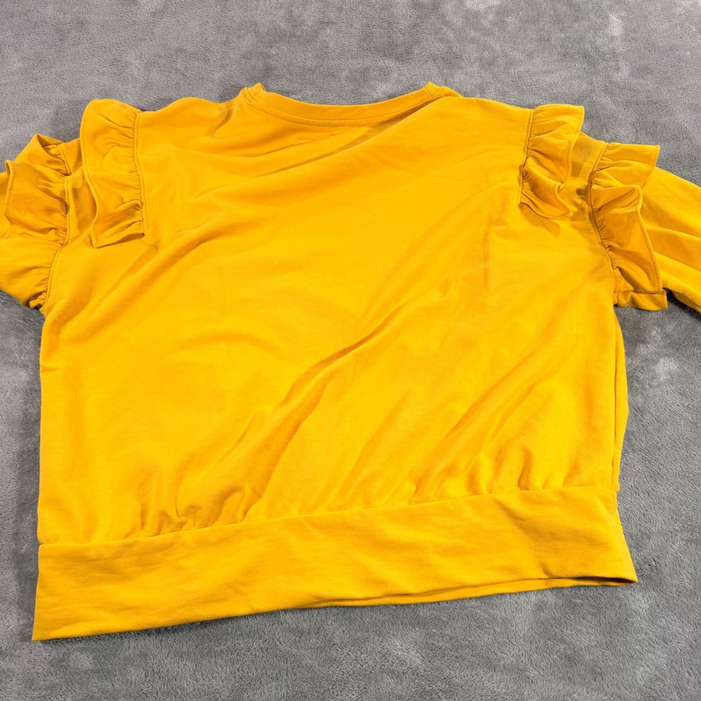 Ann Taylor Sweatshirt Womens L Yellow Ruffle Trim French Terry 547431 - Picture 8 of 9